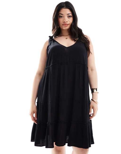 Yours - Vestito corto a balze con volant nero 