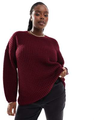 waffle sweater in burgundy-Brown