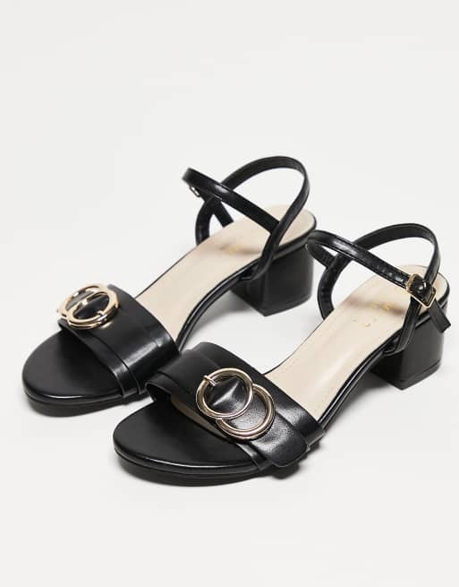 Black buckle shop block heel sandals