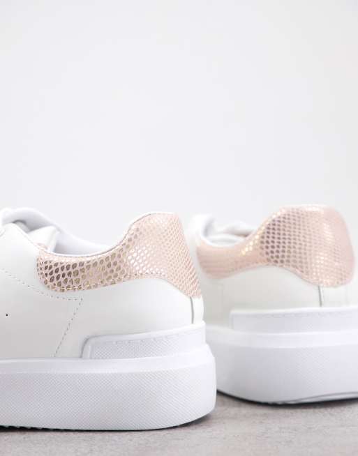 Yours wide fit flatform sneakers in white & rose gold, 3 of 4