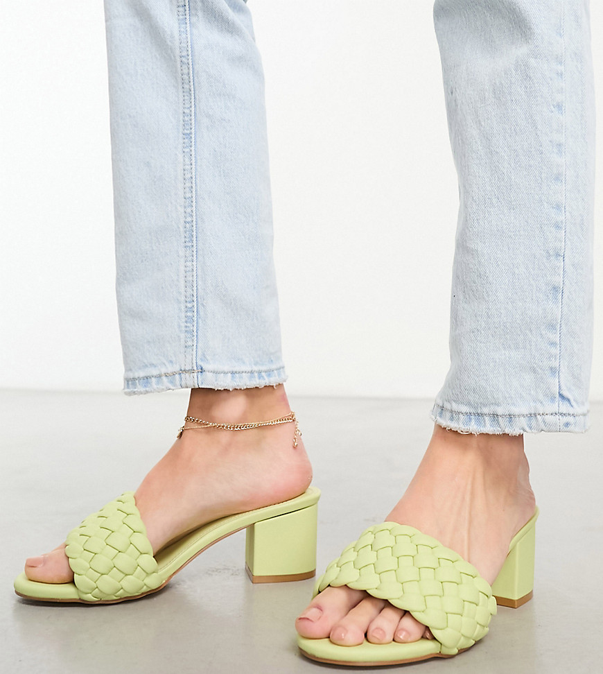 Yours wide fit plaited mules in green