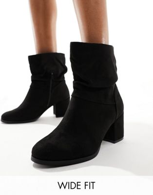 Yours Wide Fit Slouchy Ankle Boots In Black