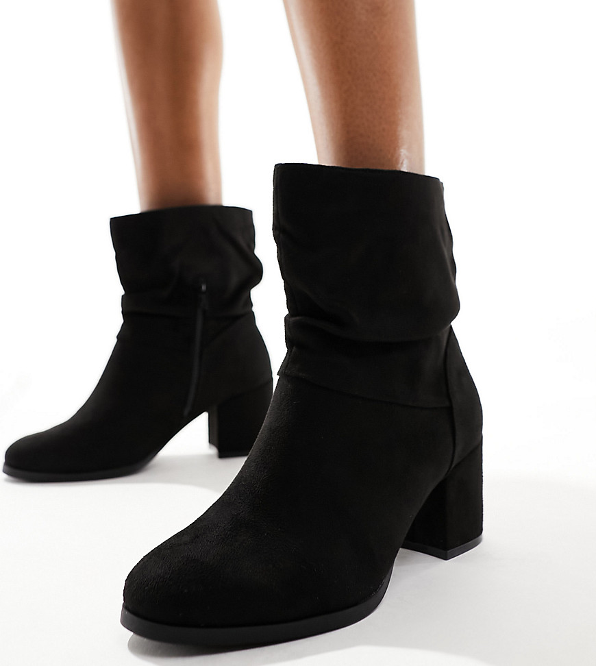 wide fit slouchy ankle boots in black