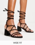 Yours Wide Fit strappy heeled sandals in black