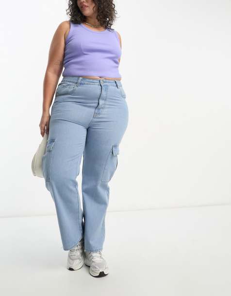 Mango cropped kick flare jeans in light blue