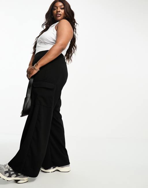 Yours wide leg cargo trouser in black