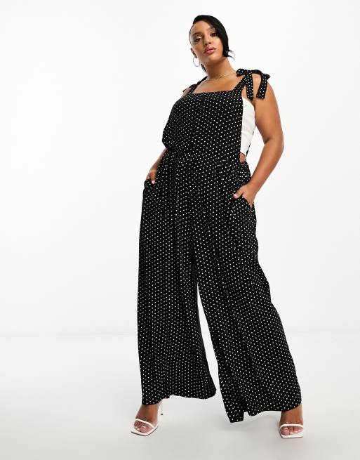 Yours wide leg culotte dungaree in spot | ASOS