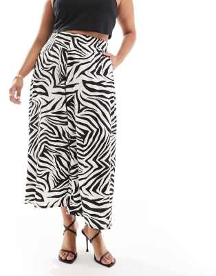 Yours Yours wide leg culottes in bold zebra-Multi