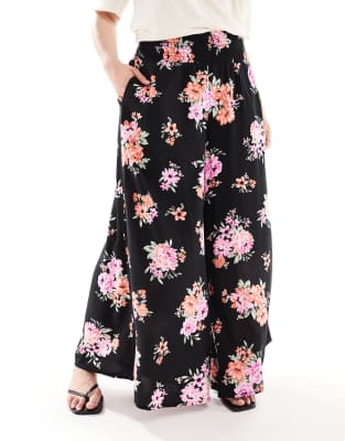 wide leg culottes in floral-Multi