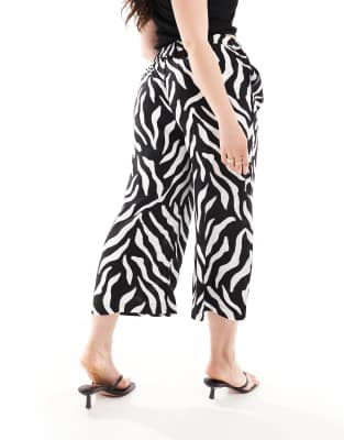 wide leg culottes in zebra-Multi