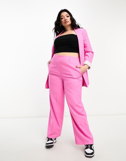 Yours wide leg linen mix pants in pink