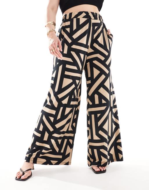 Yours wide leg pants AOP in geo print