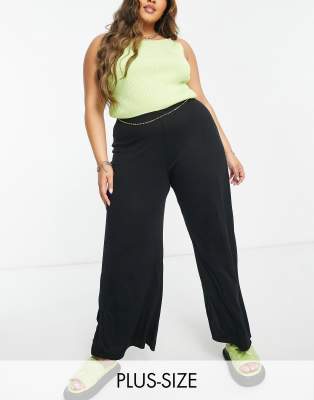 plus size pull on wide leg pants