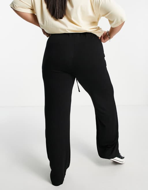 Yours wide leg trouser with drawstring waist in black, 4 of 4
