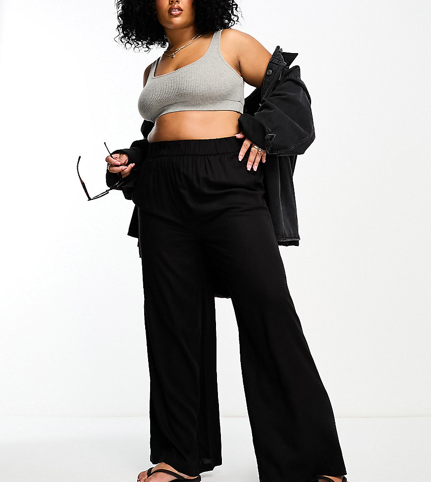 Yours wide leg trousers in black