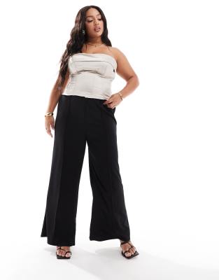 Yours Yours wide leg trousers in black