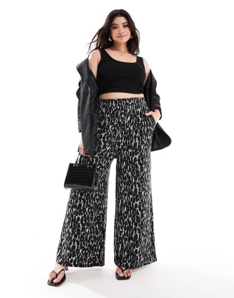 Yours wide leg trousers in mono leopard print - view 1