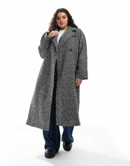 Yours wool look maxi coat in herringbone