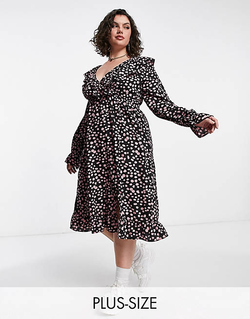 Dresses Yours wrap dress in pink dalmation print 