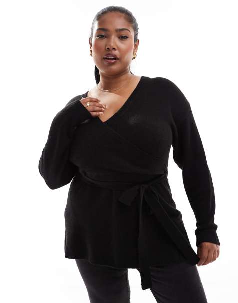 Yours wrap jumper in black - view 1