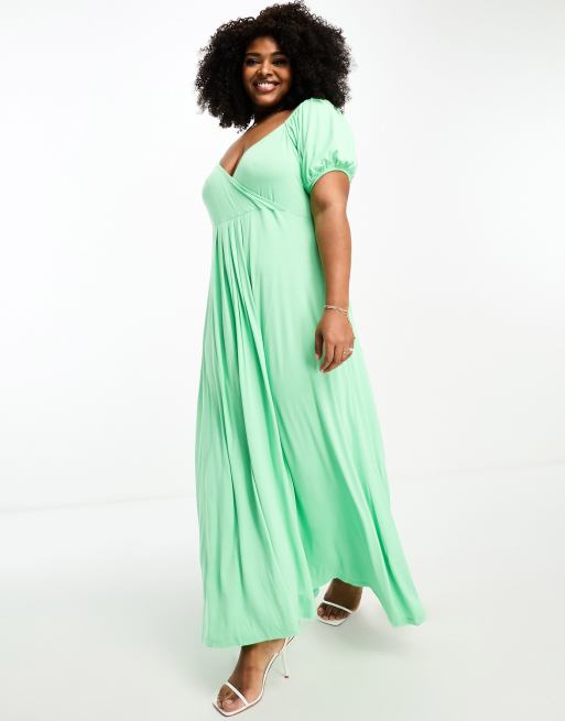 Green and white 2024 plus size dress