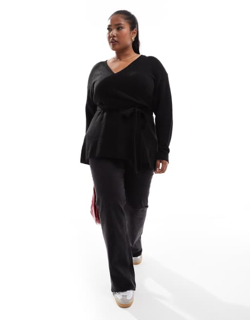 Yours wrap sweater in black