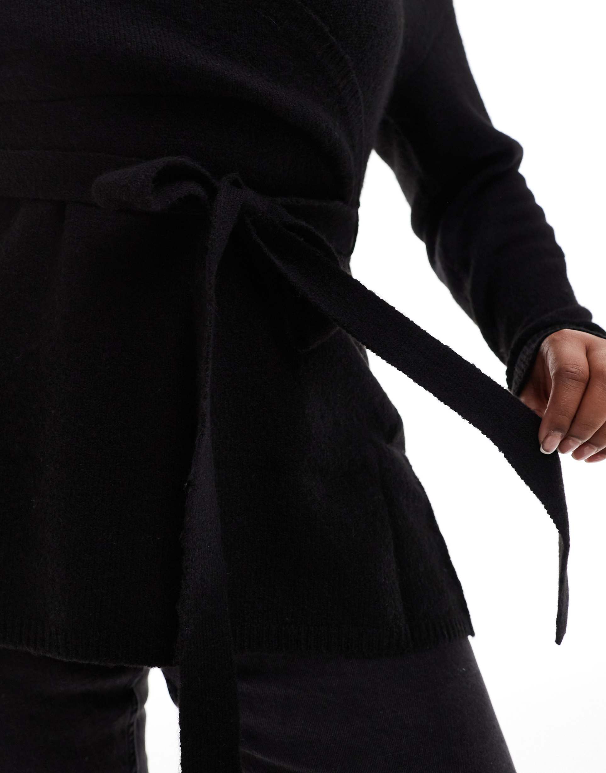 yours wrap sweater in black