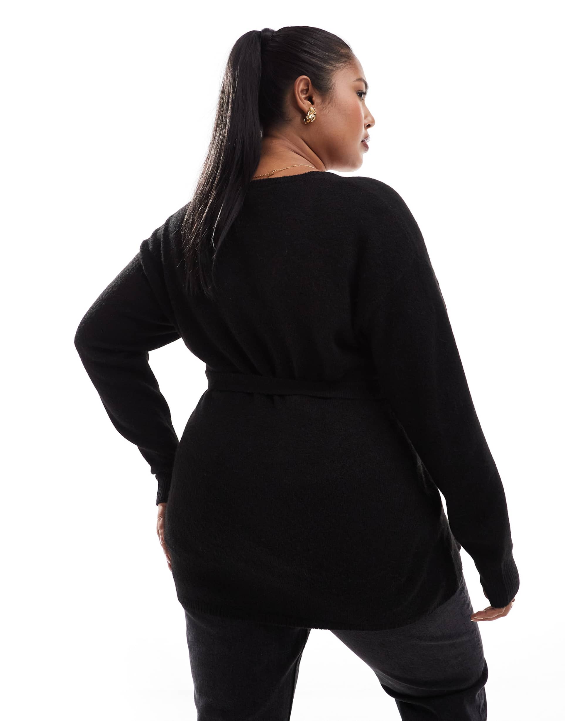 yours wrap sweater in black
