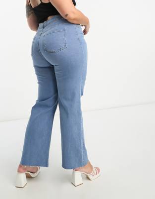 Yours - Zerrissene Jeans in Hellblau mit weitem Bein