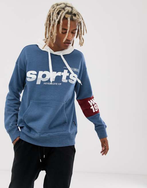 YOURTURN hoodie in blue with back print ASOS