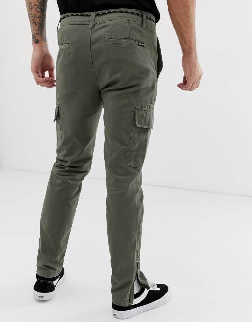 YOURTURN - Skinny cargobroek in kaki met ritsen op de enkel, 2 van 4