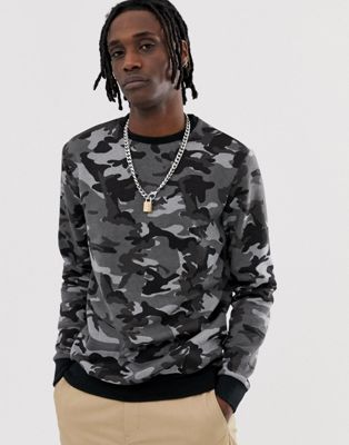 YOURTURN - Sweatshirt met camouflageprint in grijs