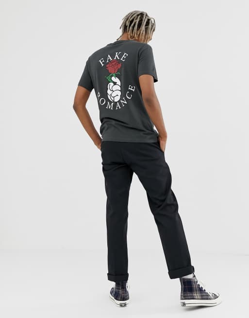 YOURTURN - T-shirt in donkergrijs met print op de borst en achterkant, 4 van 4