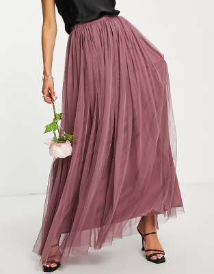 Юбки макси  Asos Юбка макси из тюля лилового цвета Beauut-Фиолетовый цвет