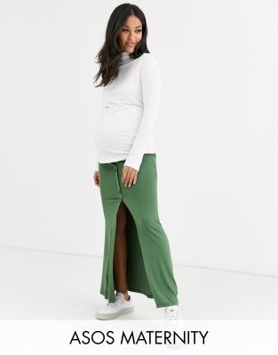 Юбка макси на пуговицах с разрезом ASOS DESIGN Maternity-Мульти