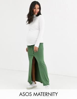 фото Юбка макси на пуговицах с разрезом asos design maternity-мульти asos maternity