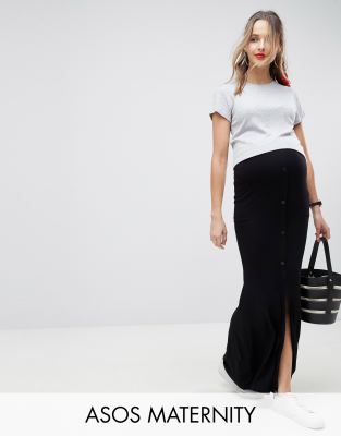 фото Юбка макси на пуговицах с разрезом asos design maternity-черный asos maternity