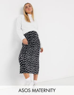 фото Юбка миди плиссе в монохромный горошек asos design maternity-мульти asos maternity