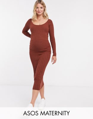 фото Юбка миди в рубчик asos design maternity-красный asos maternity