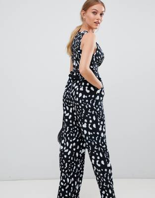 leopard print petite jumpsuit