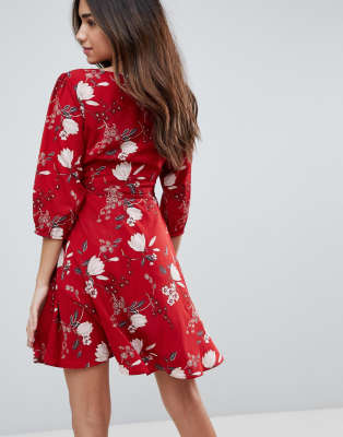 yumi floral print wrap dress