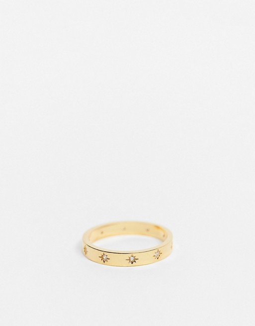 Z for Accessorize engraved celestial ring in gold plate