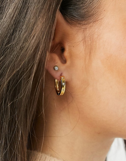Z for Accessorize engraved huggie hoop earrings in gold plate