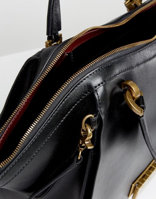 Zac Posen Womens Eartha Iconic Leather Satchel Shoulder Hand Bag