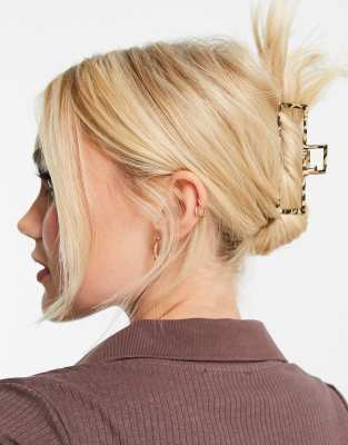 Аксессуары для волос Заколка-краб с леопардовым принтом My Accessories London-Светло-бежевый цвет