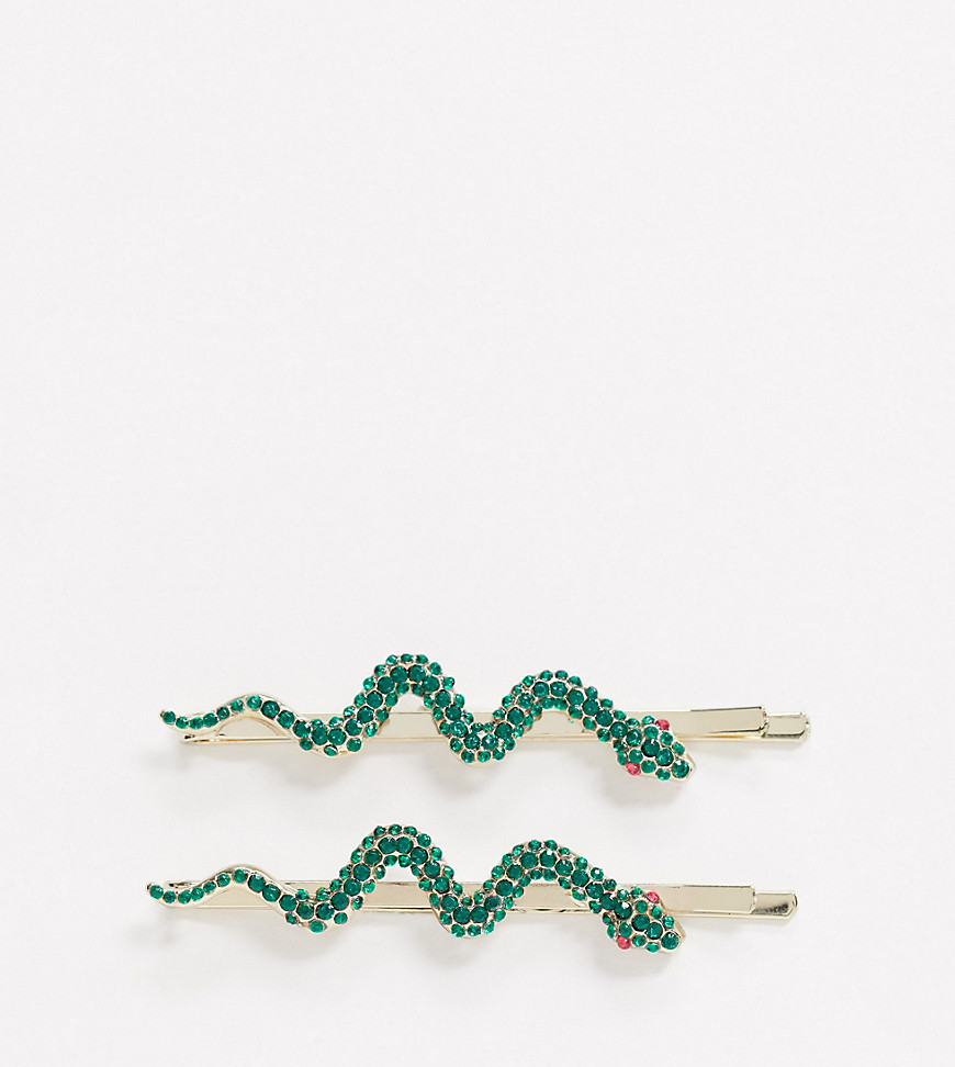 фото Заколки для волос со змейками missguided-зеленый