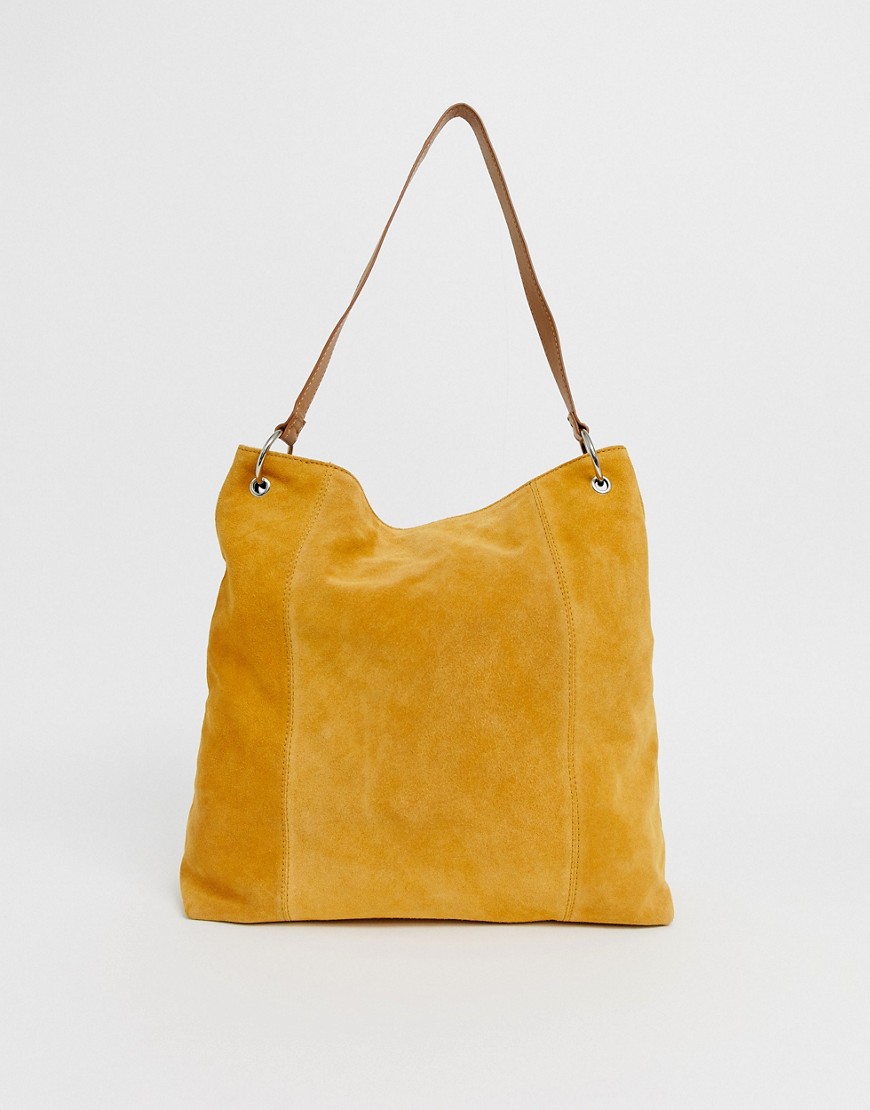 фото Замшевая сумка для покупок с кольцами asos design-желтый