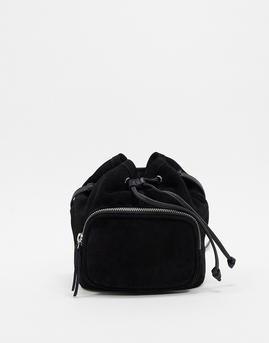 Замшевая сумка с карманом ASOS DESIGN-Черный