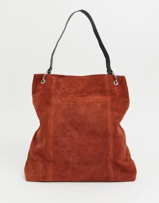 Рыжая замшевая сумка шоппер