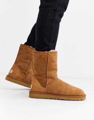 фото Замшевые короткие ботинки каштанового цвета ugg classic-коричневый